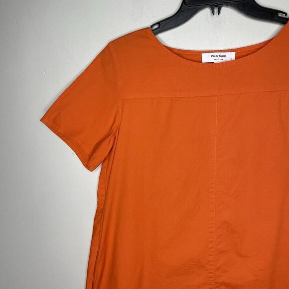 PETER SOM Collective Dress Womens 4 Orange T-Shirt Shift Cotton Stretch Pockets - Picture 4 of 12